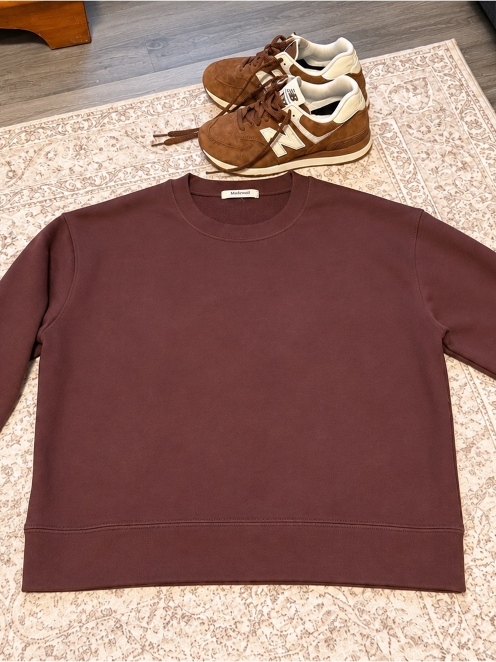 Perfectwhitetee Crewneck Sweatshirt in Burgundy/Brown